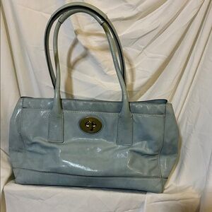 Coach Light Blue Patient Leather Shoulder Bag